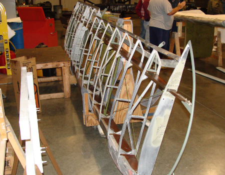 Stinson wing cleaned and ready for covering